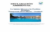 Declaracion Ambiental La Quinta Menorca by Portblue ... · 1221/2009 EMAS: Comprende las actividades de Alojamiento, Restauración y Servicios Hoteleros complementarios (HOSTELERIA