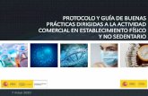 Presentación del Protocolo y Guía de buenas prácticas para establecimientos de … · 2020. 5. 27. · Personal de limpieza (nivel de riesgo, desechar de forma segura, lavado de