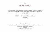 PUCP, 6 de septiembre de 2012, Lima, Perúfox.leuphana.de/portal/files/2462653/20120906... · Pérdida de biodiversidad: La Lista Roja de Especies Amenazadas de la UICN contiene aproximádamente