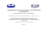 UNIVERSIDAD NACIONAL AUTÓNOMA DE MÉXICOdepa.fquim.unam.mx/amyd/archivero/Manual2014-I_24108.pdf · Manual de Prácticas de Química Orgánica 1 (1311) 2014-1 I La asignatura de