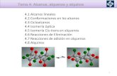 4.1 Alcanos lineales 4.2 Conformaciones en los alcanos 4.6 ... 4. Orga… · 4.8 Alquinos. 2 4.1 Alcanos lineales Los alcanos lineales tienen siempre fórmula molecular C n H 2n+2
