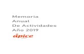 Memoria Anual De Actividades Año 2019...MEMORIA DE ACTUACIÓN 2019. ÁPICE, ASOCIACIÓN ANDALUZA DE EPILEPSIA ORIGEN DE LA ENTIDAD ÁPICE, Asociación Andaluza de Epilepsia, fue fundada