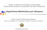 Algoritmos Matriciales por Bloquesdis.um.es/~domingo/apuntes/PPCAP/1617/PPCAP_AlgMatBlo.pdf · 2016. 10. 18. · Algoritmos Matriciales por Bloques Javier Cuenca & Domingo Giménez