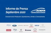Informe de Prensa Septiembre 2020Informe de Prensa Septiembre 2020 Evolución de la Producción, Exportaciones y Ventas a Concesionarios Nº 1760 Resumen Septiembre 2020 05/10/2020