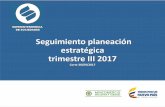 Seguimiento planeación estratégica trimestre III 2017 - Superintendencia de … · 2017. 10. 31. · Estado de Avance III Trimestre Observación/Avance I Semestre 2017 II Semestre