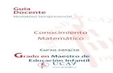 Guía Docente - UCAVILA · 2019. 12. 18. · Guía docente de Conocimiento Matemático . 5 CG-3 Diseñar y regular espacios de aprendizaje en contextos de diversidad que atiendan