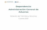 Dependencia: Administración General de Aduanasoma · 2021. 2. 3. · Aduanero. Pago de derechos por trámite (única vez). Derecho 10,797.28 10,797.00 Artículo 40, inciso g) LFD