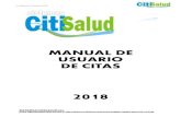MANUAL DE USUARIO DE CITAS - Hospital Salazar de Villeta · 2018. 10. 11. · manuales tarifarios. Citas pacientes En esta parte del menú es donde se asigna la cita a los pacientes,