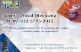 Norma Oficial Mexicana: NOM-022-STPS-2015 Oficial Mexicana.pdfNOM-022-STPS-2015 | CAPITULO 7 | Pág. 22/76 3. Conservar una resistencia a tierra de los electrodos en sistemas de protección