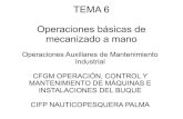 TEMA 6 Operaciones básicas de mecanizado a mano€¦ · Técnicas de taladrado: 1) Con el granete realizar una incisión en el punto exacto donde realizar el agujero. 2) Fijar la