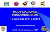 MODIFICACIONES REGLAMENTARIAS Temporada 2.012-2...CIRCULAR Nº 3 C.T.A. TEMP. 2.012/2.013 Conforme a las normas circuladas por FIFA en su circular Nº 1.302 relativas a las enmiendas