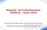 Reporte de Contrataciones Públicas - Junio 2010 reporte a... · 2010. 9. 3. · Nº de procesos, valor adjudicado y duración promedio, según modalidad (Enero - Junio de 2009 Vs.