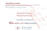Derechos Humanos - UCAVILA · 2020. 4. 30. · Adaptación guia docente COVID-19 . 4 . 4 . Convocatoria Ordinaria y Convocatoria Extraordinaria No procede cambios de adaptación.