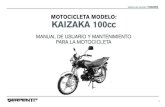 MOTOCICLETA MODELO: KAIZAKA 100cc - Motos Serpentomotoserpento.com/contenido/wp-content/themes/betheme/de...Revisión y ajuste del acelerador y el carburador 34 Ajuste del embrague