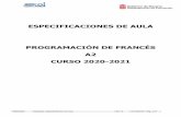ESPECIFICACIONES DE AULA PROGRAMACIÓN DE FRANCÉS A2 CURSO …