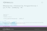 Materia: Historia Argentina I (1776-1862) A