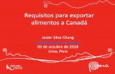 Requisitos para exportar alimentos a Canadá