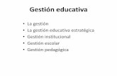 La gestión La gestión educativa estratégica Gestión ...