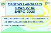 OFERTAS LABORALES LUNES 27 DE ENERO 2020