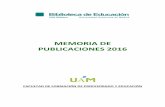 MEMORIA DE PUBLICACIONES 2016 - UAM