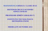 MATEMÁTICA BÁSICA CLASE 20-21 SISTEMAS DE ECUACIONES ...