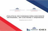 POLÍTICA DE FORMACIÓN DOCENTE INTEGRAL, DE CALIDAD Y …