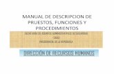 MANUAL DE DESCRIPCION DE PRUESTOS, FUNCIONES Y PROCEDIMIENTOS