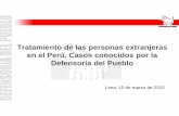 Tratamiento de las personas extranjeras en el Perú. Casos ...