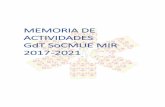 MEMORIA DE ACTIVIDADES GdT SoCMUE MIR 2017 -2021