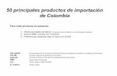 50 principales productos de importación de Colombia