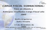 14 de diciembre de 2005 CARGA FISCAL SUBNACIONAL: Tasa de Abasto y Anticipos resultados Carga Fiscal a±o 2005 Nadin Arga±araz Sof­a Devalle Este proyecto