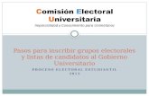 PROCESO ELECTORAL ESTUDIANTIL 2015 Pasos para inscribir grupos electorales y listas de candidatos al Gobierno Universitario